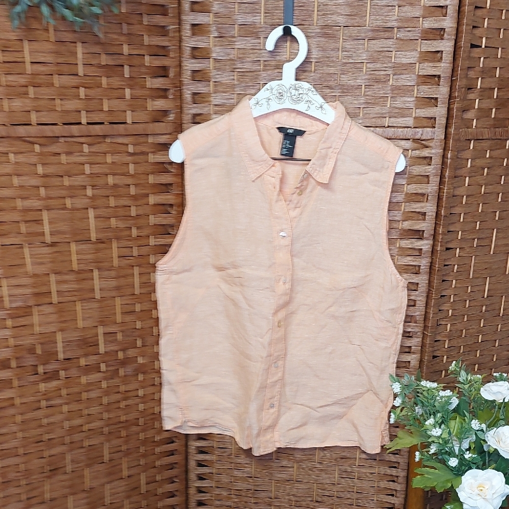 5 For 25! Sleeveless Linen Top, Peach - Picture 2 of 10
